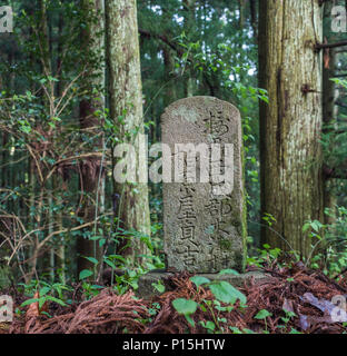 Gedenksteine, henro keine Michi pilrim Trail, nähert sich Matsuyama, Shikoku 88 Tempel Wallfahrt, Ehime, Japan Stockfoto