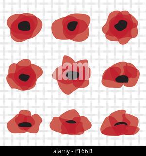 Red Poppy Flachbild-Symbol. Stylized vector Blume Symbol auf das Licht der Leinwand Hintergrund gesetzt. Stock Vektor