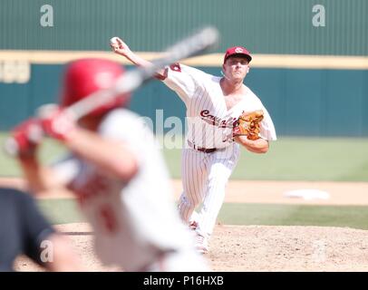 10.Juni 2018: South Carolina Krug Graham Lawson #13 bringt einen Pitch home. South Carolina besiegte Arkansas 8-5 in der NCAA regionalen am Baum Stadion in Fayetteville, AR, Richey Miller/CSM Stockfoto