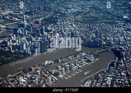 Brisbane River, Story Bridge, und Brisbane CBD, Queensland, Australien - Luftbild Stockfoto