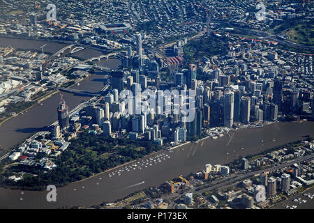 Brisbane River und Brisbane CBD, Queensland, Australien - Luftbild Stockfoto