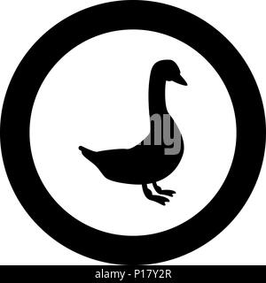 Gans Symbol Farbe Schwarz im Kreis runde Vektor I Stock Vektor