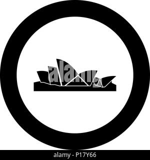 Sydney Opera House Symbol Farbe Schwarz im Kreis runde Vektor I Stock Vektor