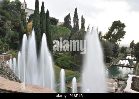 Fischteiche im unteren Garten. Villa D'Este, Tivoli, Italien. Stockfoto