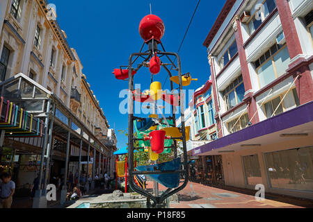 Eimer-Brunnen, Cuba Street Mall, Wellington, Nordinsel, Neuseeland Stockfoto