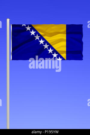 Flagge Bosnien und Herzegowina Flagge von Bosnien Herzegowina Stockfoto