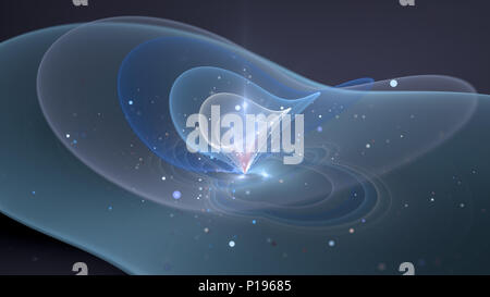 Qubit in Arbeit, computer-generierte Zusammenfassung Hintergrund, 3D-Rendering Stockfoto
