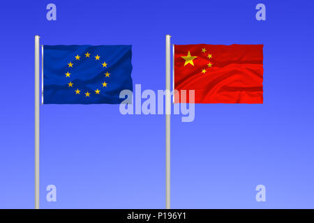 Flagge von Europa und China, 1802 von Europa und China Stockfoto