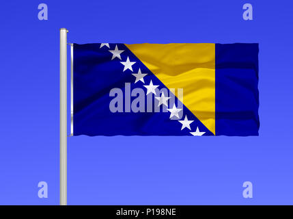 Flagge Bosnien und Herzegowina Flagge von Bosnien und Herzegowina Stockfoto