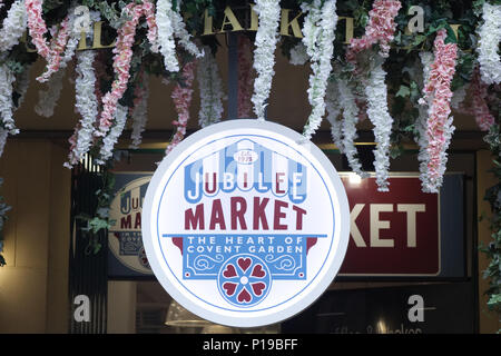 Zeichen für das Jubiläum Markt in Covent Gardens London Stockfoto