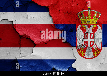 Flagge von Costa Rica und Serbien Stockfoto