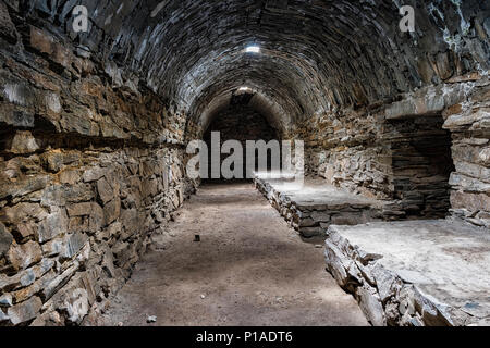 Die Tash Rabat, XV Jahrhundert Karawanserei, Interieur, Naryn Provinz, Kirgisistan Stockfoto