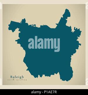 Moderne Stadtplan - Raleigh North Carolina Stadt der USA Stock Vektor