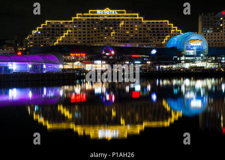 Darling Harbour in der Nacht Zeit, Sydney, Australien Stockfoto