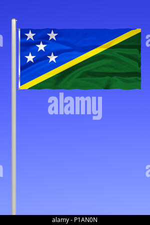 Flagge der Salomonen, seine Mitarbeiter, seine Kollegen, Melanesien, Melanesien,, 1802 von den Salomonen, Suedsee, Melanesien, Suedsee, Melanesien, Stockfoto