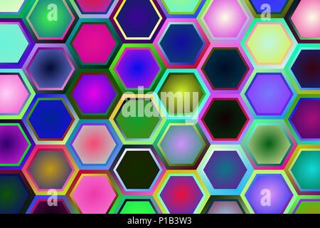 Hintergrund mit bunten sechseckiger geometrischer Elemente. Vector Illustration. Stock Vektor
