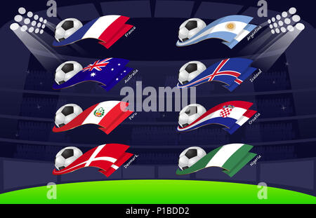 Alle Flags für Fußball 2018 Stockfoto