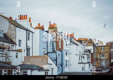 Britische Architektur, Fassaden, Schornsteine, Brighton, England Stockfoto