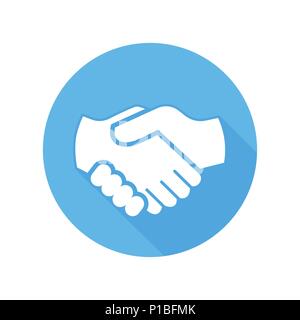 Der Vektor der Handshake Symbol auf blauen Kreis-Vektor ein futuristisches Design. Stock Vektor