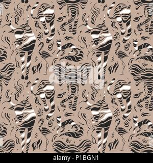 Stilisierte wilde Tiere. Hand nahtlose Muster gezeichnet Stock Vektor