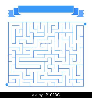 Abstrakte einfachen rechteckigen isoliert Labyrinth. Blaue Farbe auf weißem Hintergrund. Ein interessantes Spiel für Kinder. Mit Platz für Text. Einfache flache v Stock Vektor