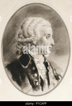 Antoine-Laurent de Lavoisier, aka Antoine Lavoisier nach der Französischen Revolution, 1743 - 1794. Französischen Adligen und Chemiker. Abbildung von Gordon Ross, US-amerikanischer Künstler und Illustrator (1873-1946), von lebenden Biographien berühmter Männer. Stockfoto