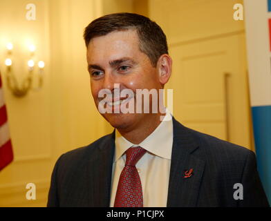 Detroit, Michigan, USA. 7. Juni 2018. DAVE RICKS, Chairman und CEO von Eli Lilly und Company auf der Detroit Wirtschafts- Club Meeting, im Westin Book Cadillac statt. Credit: Jeff Kowalsky/ZUMA Draht/Alamy leben Nachrichten Stockfoto