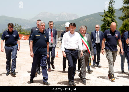 Giuseppe Conte Roma 11/06/2018. Il neo nominato Premier visita le Zone colpite Dal terremoto del 2016. Rom vom 11. Juni. Der italienische Ministerpräsident besucht die Dörfer durch das Erdbeben 2016. Foto Samantha Zucchi Insidefoto Stockfoto