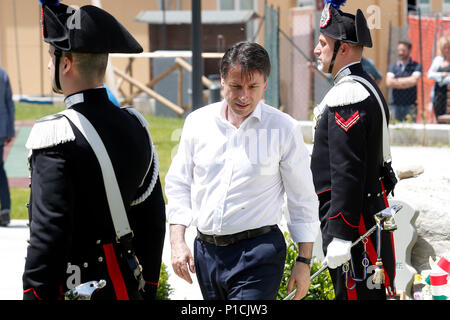 Giuseppe Conte Roma 11/06/2018. Il neo nominato Premier visita le Zone colpite Dal terremoto del 2016. Rom vom 11. Juni. Der italienische Ministerpräsident besucht die Dörfer durch das Erdbeben 2016. Foto Samantha Zucchi Insidefoto Stockfoto