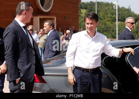 Giuseppe Conte Roma 11/06/2018. Il neo nominato Premier visita le Zone colpite Dal terremoto del 2016. Rom vom 11. Juni. Der italienische Ministerpräsident besucht die Dörfer durch das Erdbeben 2016. Foto Samantha Zucchi Insidefoto Stockfoto