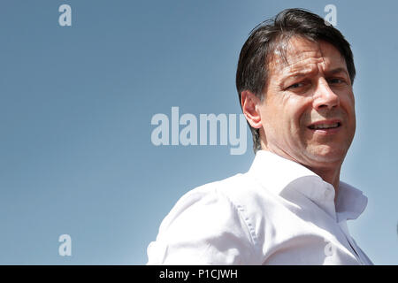 Giuseppe Conte Roma 11/06/2018. Il neo nominato Premier visita le Zone colpite Dal terremoto del 2016. Rom vom 11. Juni. Der italienische Ministerpräsident besucht die Dörfer durch das Erdbeben 2016. Foto Samantha Zucchi Insidefoto Stockfoto