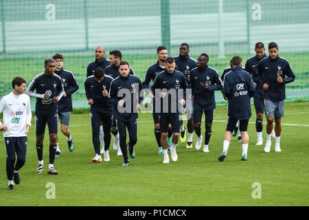 Moskau, Russland. 11 Juni, 2018. Die Spieler nehmen an einer Schulung vor der Russland Wm 2018 in Moskau, Russland, 11. Juni 2018. Credit: Wu Zhuang/Xinhua/Alamy leben Nachrichten Stockfoto