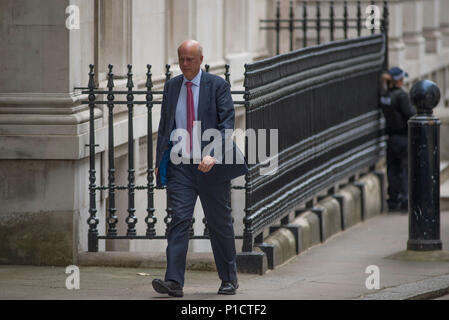 Downing Street, London, UK. 12. Juni 2018. Chris Grayling, der Staatssekretär für Verkehr in Downing Street für die wöchentliche Kabinettssitzung. Credit: Malcolm Park/Alamy Leben Nachrichten. Stockfoto