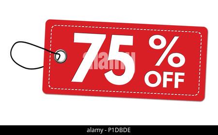 Angebot 75% off-label oder Preis auf weißem Hintergrund, Vector Illustration Stock Vektor