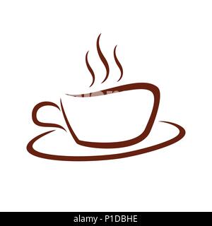 Cafe Kaffee Tasse Line Art Vektor Symbol Grafik Logo Design Stock Vektor