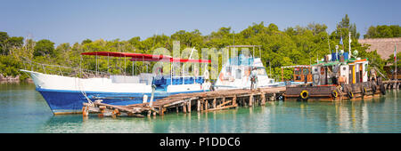 Bootssteg am Insel Cayo Levisa, Kuba Stockfoto