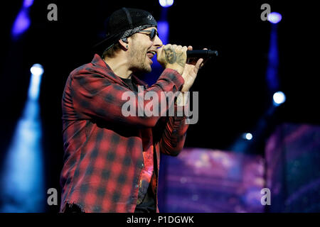 M. Schatten von Avenged Sevenfold führt beim Download Festival 2018 in Donington Park, Derby am 8. Juni 2018. Stockfoto