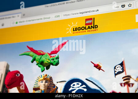 LONDON, UK, 23. Mai 2018: Die Homepage der Website für das Legoland Windsor - ein Lego-orientierten Themenpark und Resort in England, am 23. Mai 2018. Stockfoto