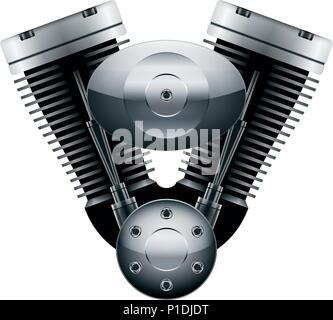 Motorrad Motor Konzept auf weißem Hintergrund. Vector engine Design. Stock Vektor