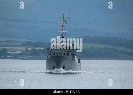 FS Lynx (A 751), ein Leopard Schulung Schiff von der Französischen Marine betrieben, vorbei an Greenock nach einem zahlenden Kurz nach Glasgow zu besuchen. Stockfoto