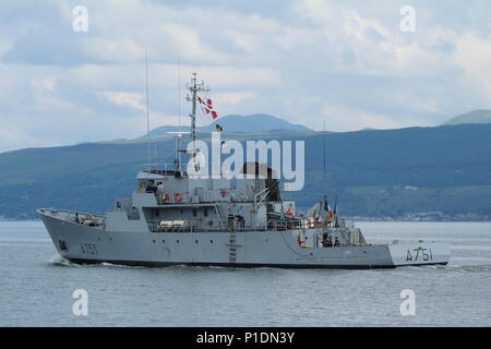 FS Lynx (A 751), ein Leopard Schulung Schiff von der Französischen Marine betrieben, vorbei an Greenock nach einem zahlenden Kurz nach Glasgow zu besuchen. Stockfoto