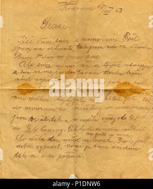 Handgeschriebenen Brief in der tschechischen Sprache. Stockfoto