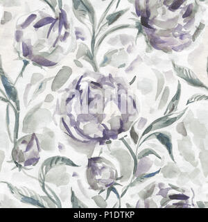 Rosen. Hand gezeichnet Aquarell floralen Muster. Stockfoto