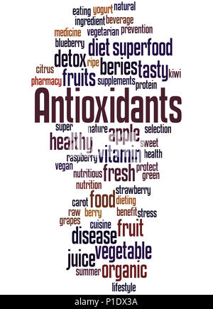 Antioxidantien, Word cloud Konzept auf weißem Hintergrund. Stockfoto