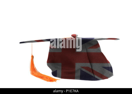 Britische Flagge auf Skalenhaube isoliert auf weißem Hintergrund Stockfoto