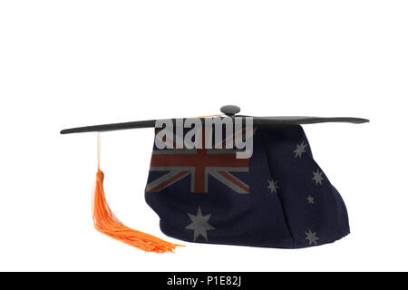 Flagge Australien auf Skalenhaube isoliert auf weißem Hintergrund Stockfoto