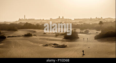 Dünen am Strand von Maspalomas, Gran Canaria, Kanarische Inseln, Spanien Stockfoto