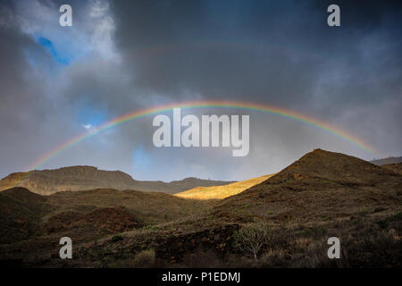 Double Rainbow, Gran Canaria, Kanarische Inseln, Spanien Stockfoto