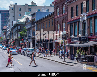 Rue Saint-Jean, Vieux Quebec, Altstadt, Quebec City, Kanada. Stockfoto