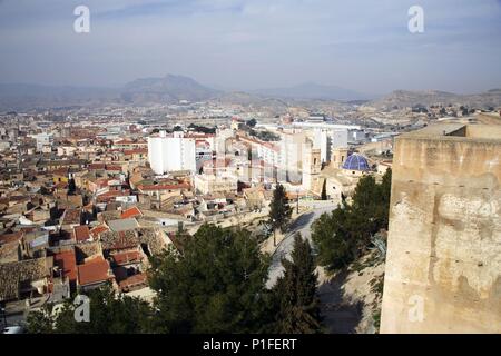 Spanien - Valencia autonome Region-Vinalopó (Kreis) - Alicante. Petrer; Vista de Ciudad desde el Castillo. Stockfoto